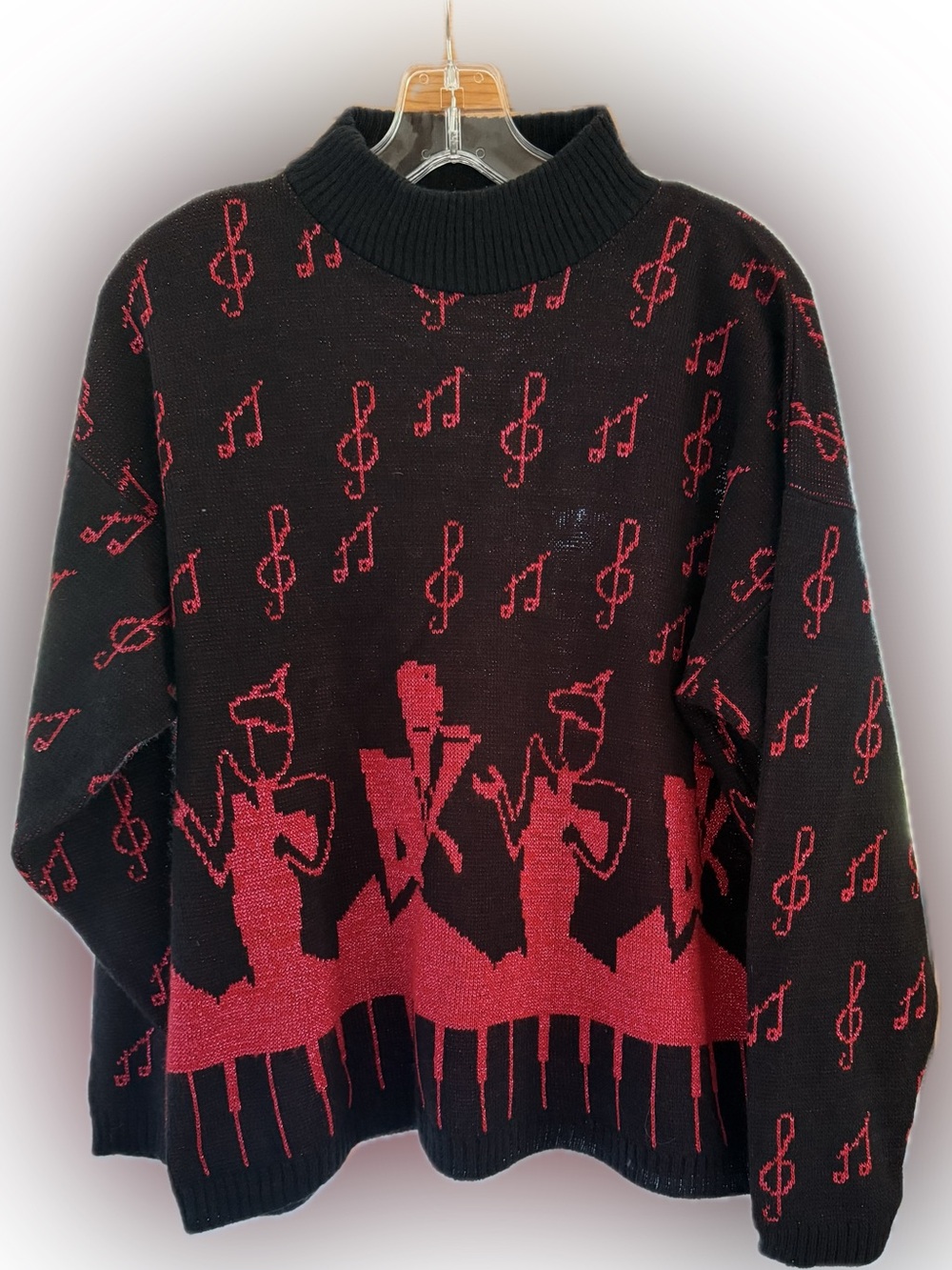 SPARKLY JAZZY MUSIC NOTE PULLOVER SWEATER